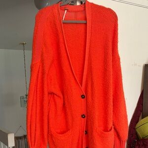 Free People Vibrant Orange Cardigan
